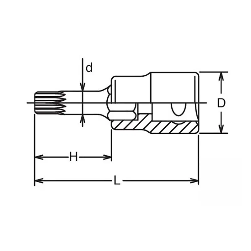 1/2 Sq. Dr. Bit Socket XZN M10 Triple Square Length 120mm - Image 2