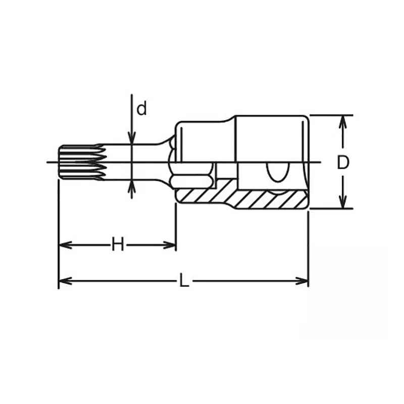 1/2 Sq. Dr. Bit Socket XZN M14 Triple Square Length 60mm - Image 2