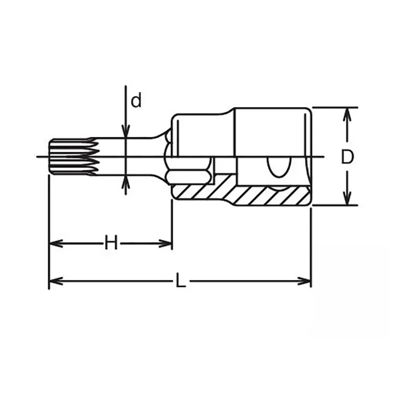 1/2 Sq. Dr. Bit Socket XZN M6 Triple Square Length 120mm - Image 2