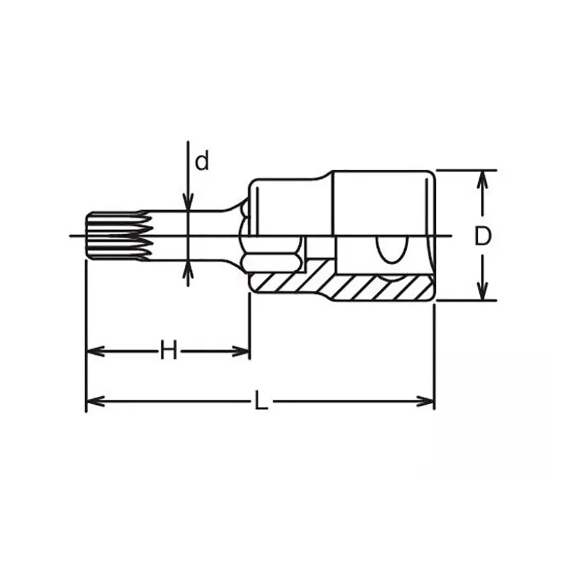 1/2 Sq. Dr. Bit Socket XZN M6 Triple Square Length 140mm - Image 2