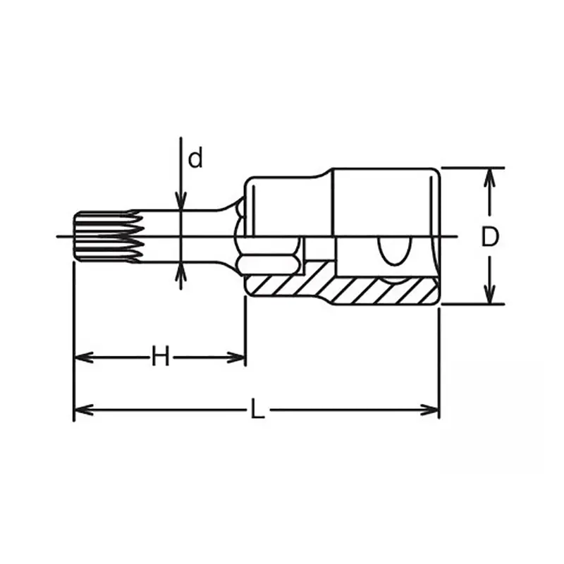 1/2 Sq. Dr. Bit Socket XZN M8 Triple Square Length 100mm - Image 2