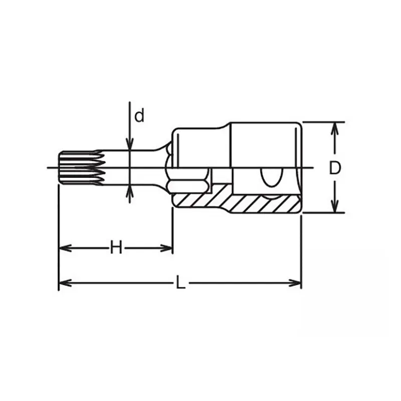 1/2 Sq. Dr. Bit Socket XZN M8 Triple Square Length 140mm - Image 2