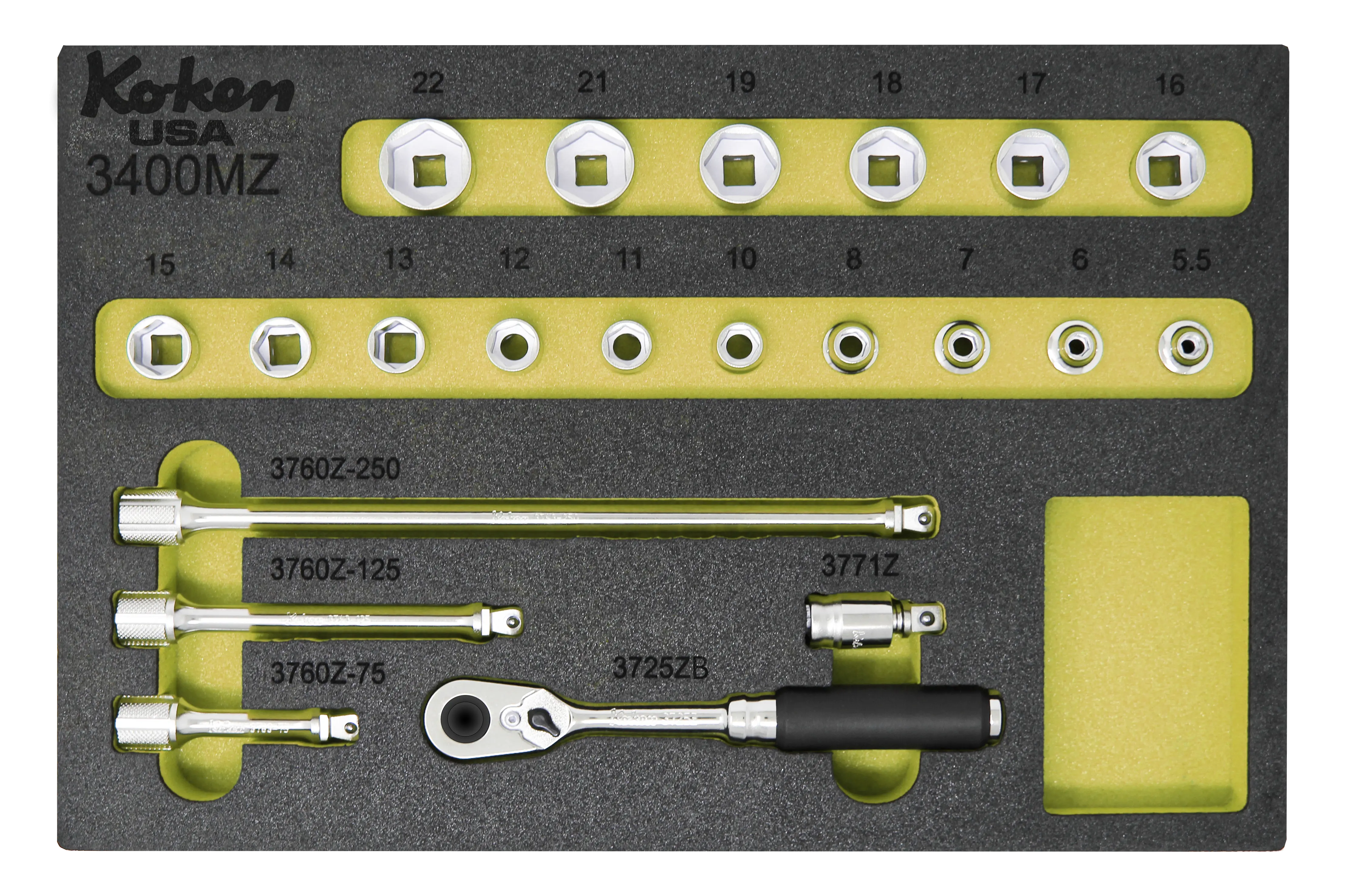 Z-Series 3/8" Sq. Dr. Metric Socket Set w/ 72 Teeth Quick-Release Ratchet in Foam -21 Pieces - Image 3